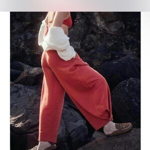 Free People Women's Wide-Leg Sweatpants in Rust Orange